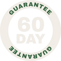 60 Day Guarantee label with green text on a white background
