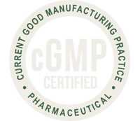 CGMP Certified pharmaceutical logo on a white background