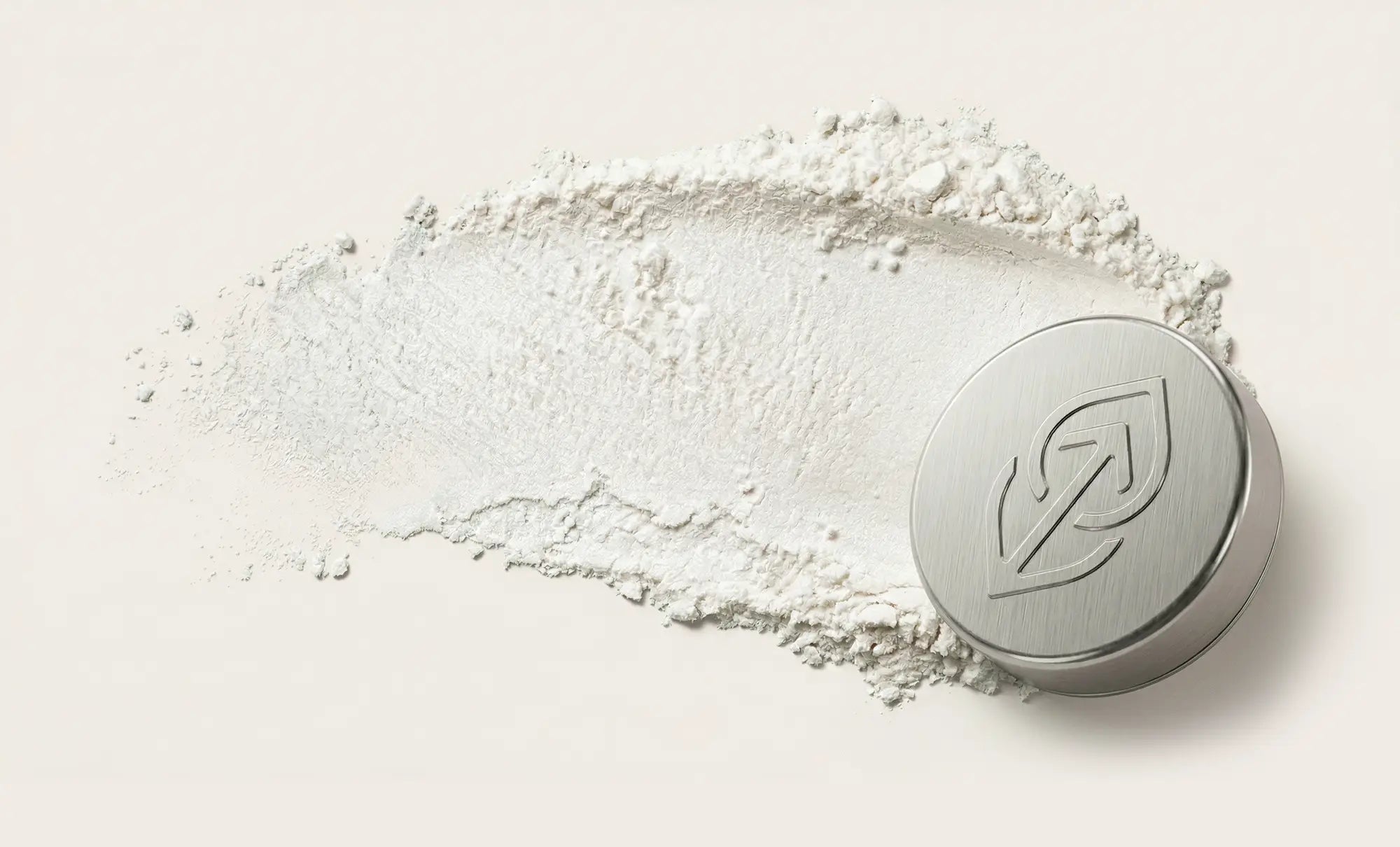 Smear of white inflammation supplement powder with lid